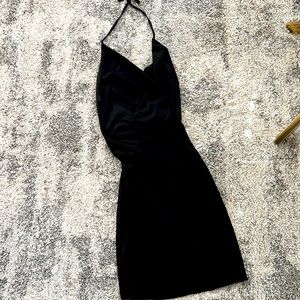 Open back mini black dress